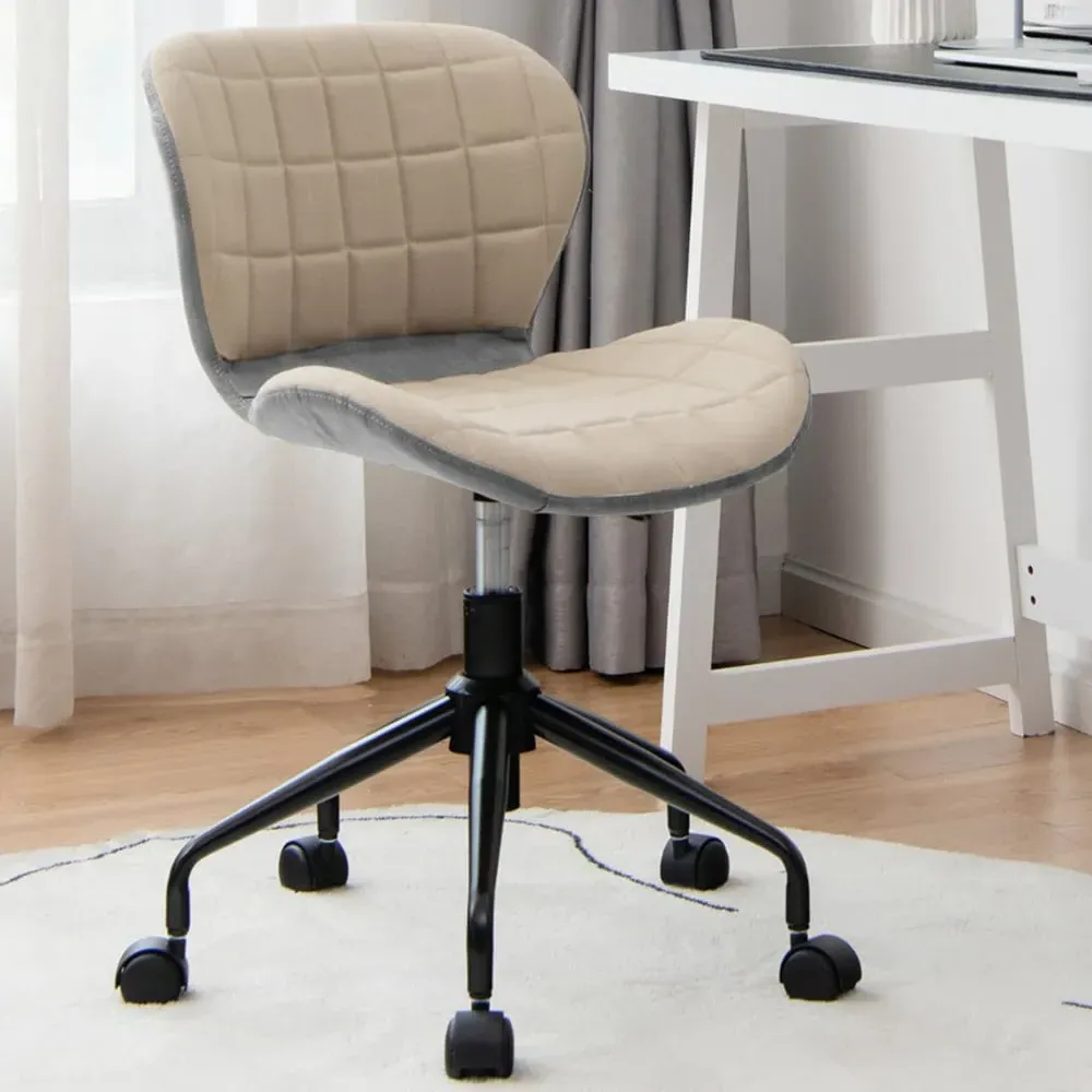 Adjustable Swivel Office Chair - Grey, PU Leather Linen image
