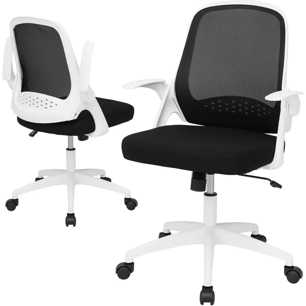 Adjustable Swivel Office Chair with Lumbar Support - White