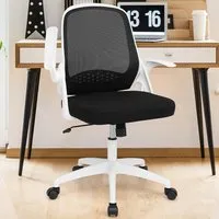 Adjustable Swivel Office Chair with Lumbar Support - White