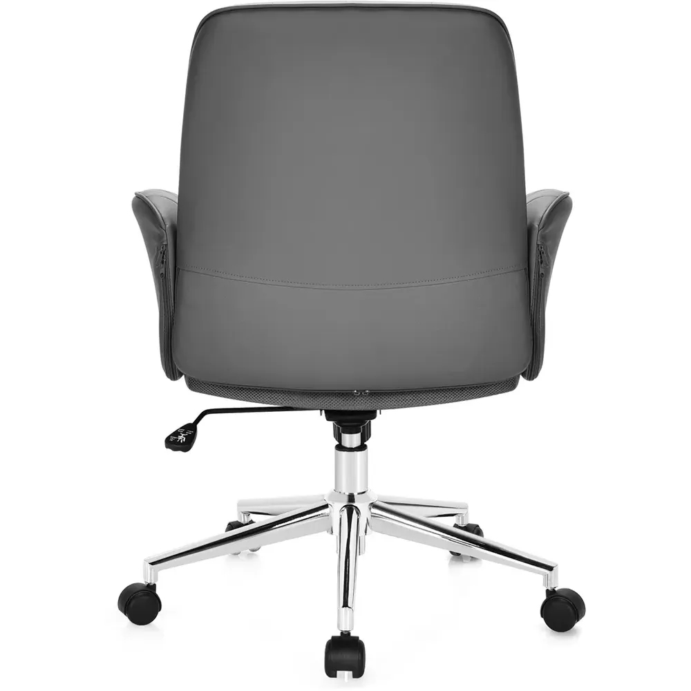 Adjustable Swivel Office Chair with Rocking - Grey, PU Leather