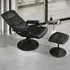 Adjustable Swivel Recliner Chair with Footstool - Black