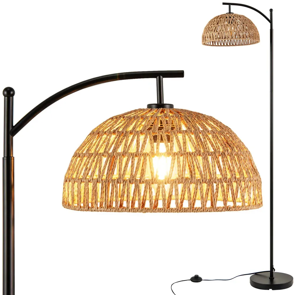 Arc Floor Lamp with Hanging Shade - Black