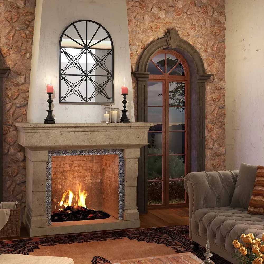 Arch Window Wall Mirror - Black, Metal