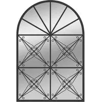 Arch Window Wall Mirror - Black, Metal