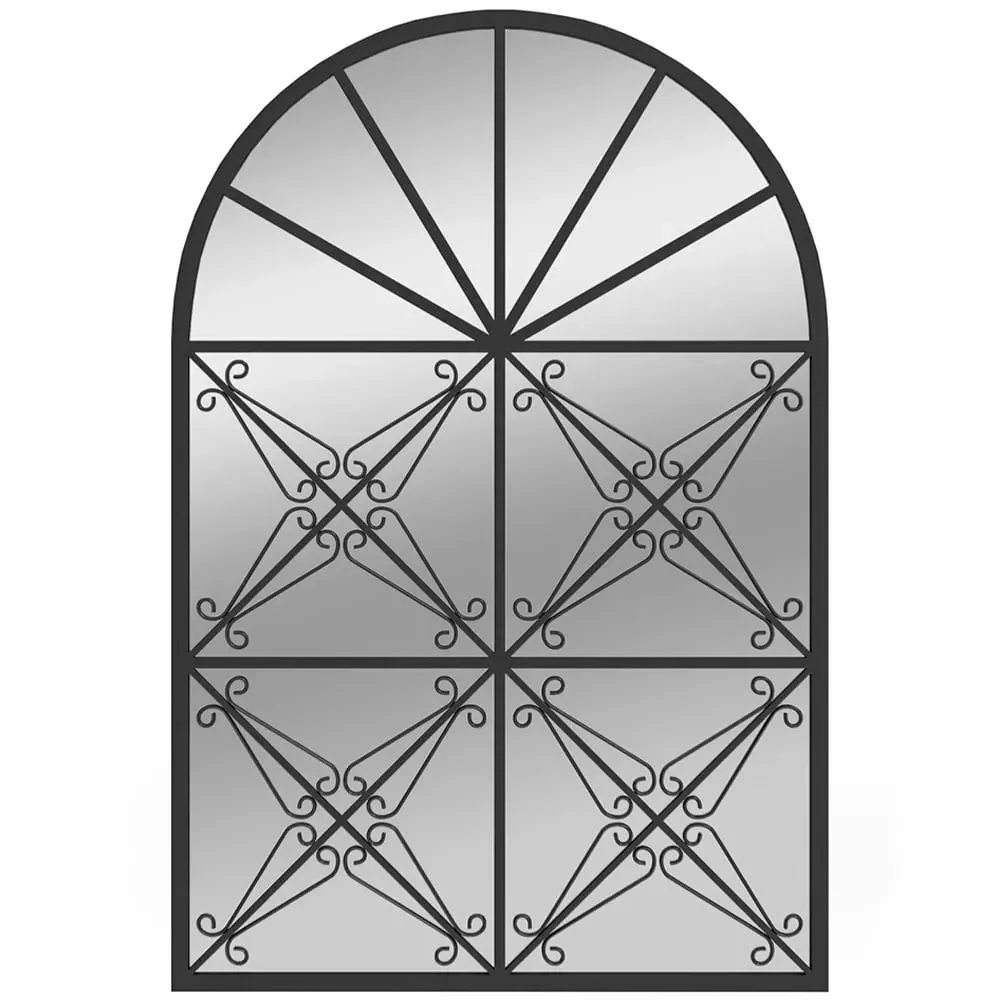 Arch Window Wall Mirror - Black, Metal image