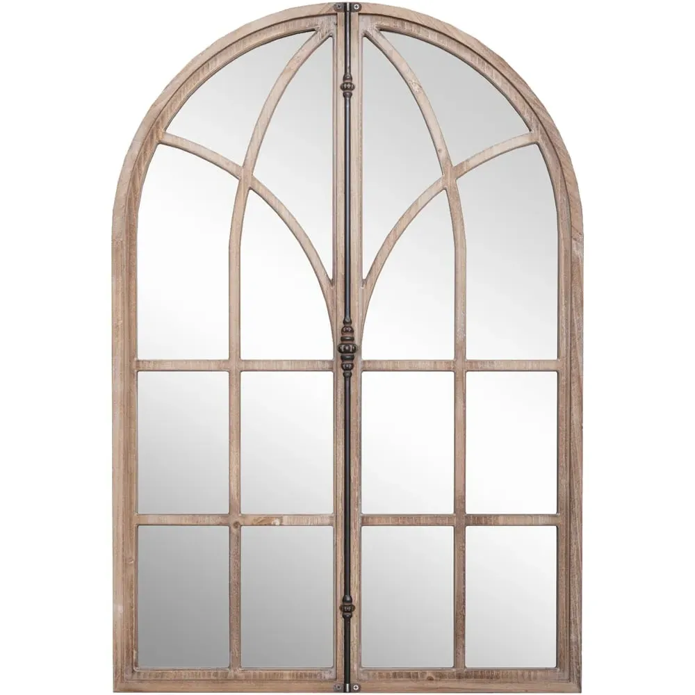 Arch Window Wall Mirror - Cream, Wood