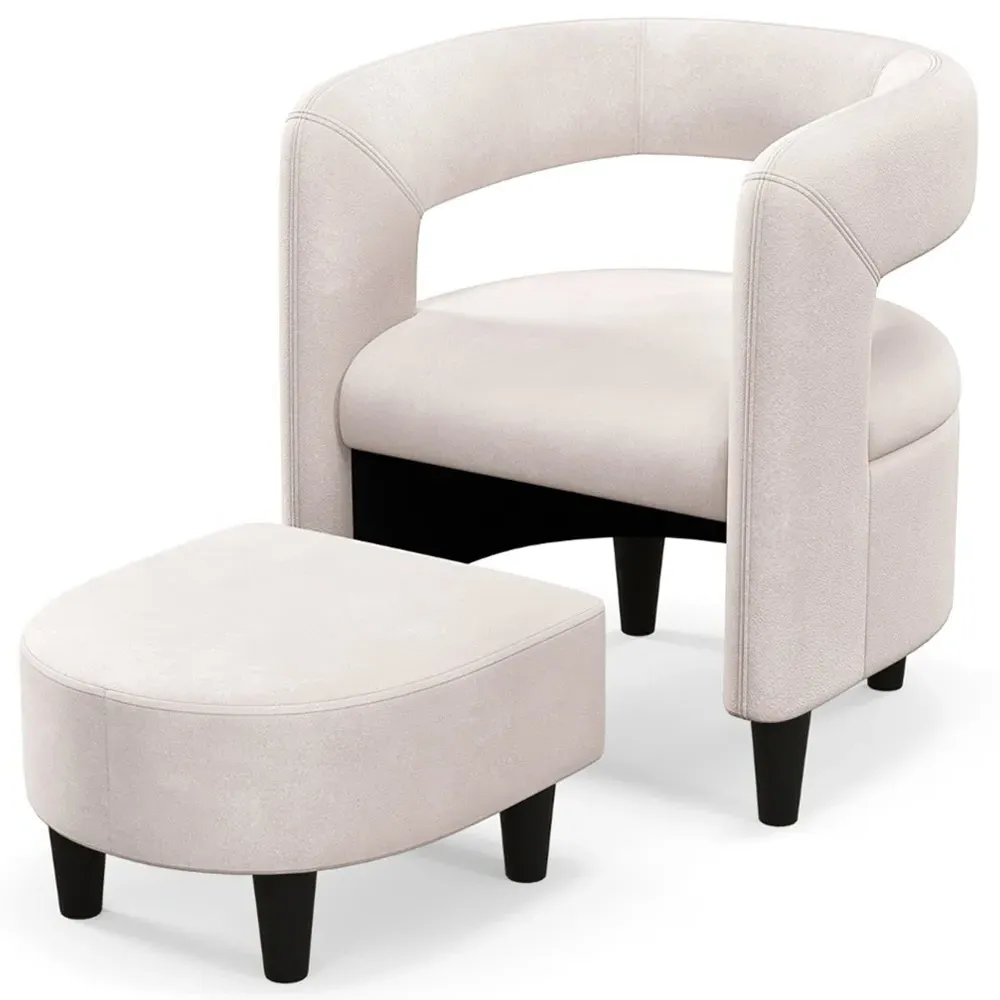 Armchair with Footrest - Cream
