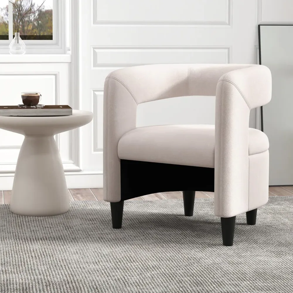 Armchair with Footrest - Cream