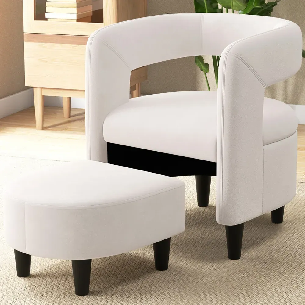 Armchair with Footrest - Cream image