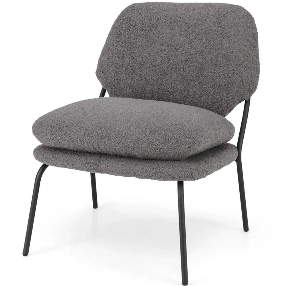 Armless Accent Chair - Grey, Teddy Fleece