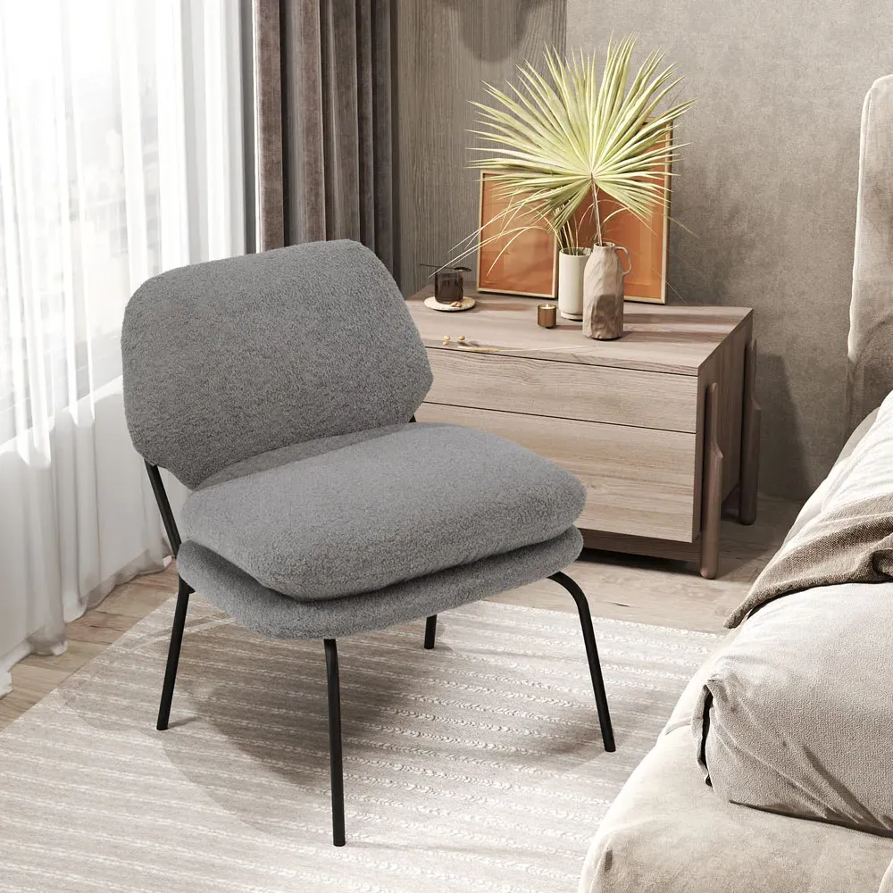 Armless Accent Chair - Grey, Teddy Fleece