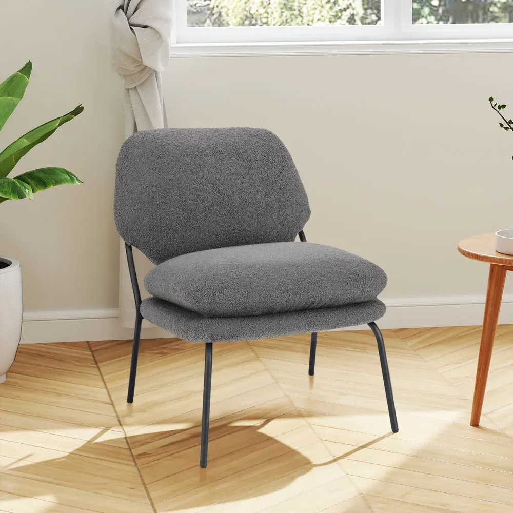 Armless Accent Chair - Grey, Teddy Fleece