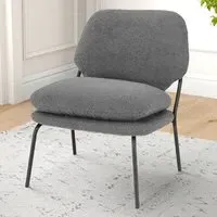 Armless Accent Chair - Grey, Teddy Fleece