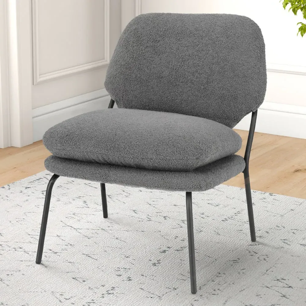 Armless Accent Chair - Grey, Teddy Fleece