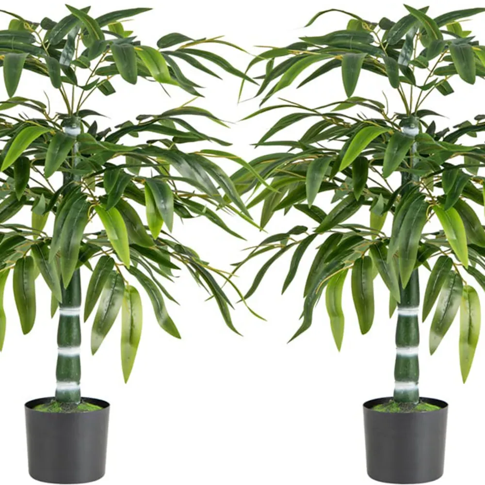 Artificial Bamboo Tree Set of 2 - Green, Plastic