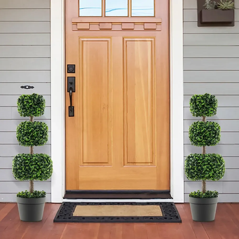 Artificial Boxwood Balls Tree In Pot 3ft - Green