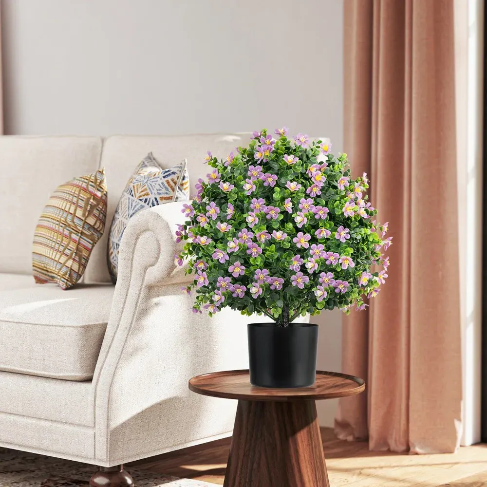 Artificial Boxwood Topiary Ball Tree 2 Pack - Purple