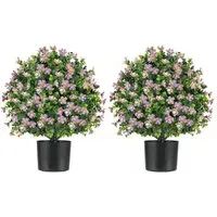 Artificial Boxwood Topiary Ball Tree 2 Pack - Purple