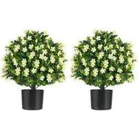Artificial Boxwood Topiary Ball Tree 2 Pack - White