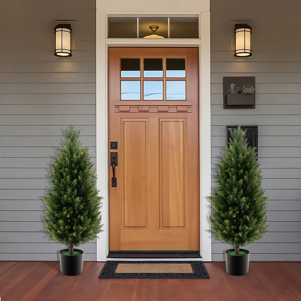 Artificial Cedar Topiary Tree In Pot 3ft - Green