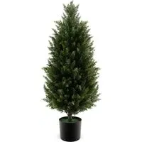 Artificial Cedar Topiary Tree In Pot 3ft - Green