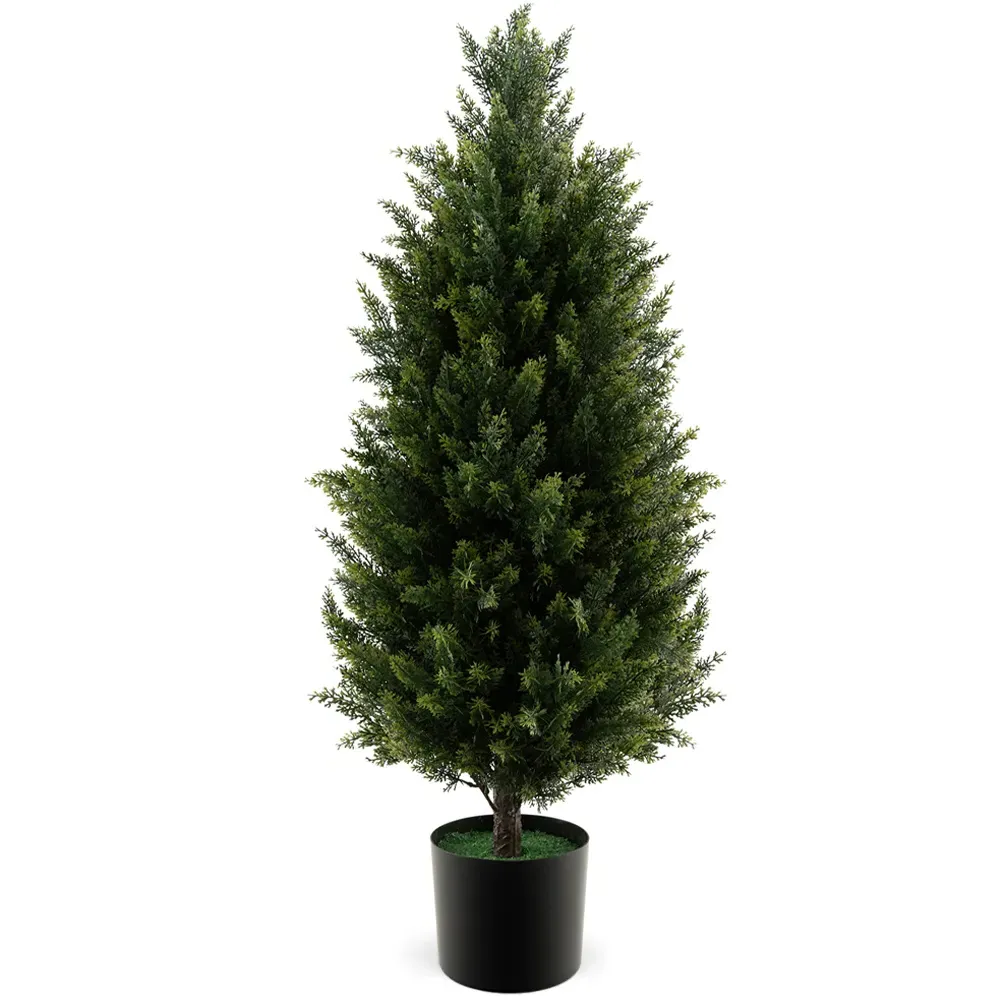Artificial Cedar Topiary Tree In Pot 3ft - Green image