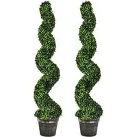 Artificial Spiral Topiary Tree 4ft 2 Pack - Multi