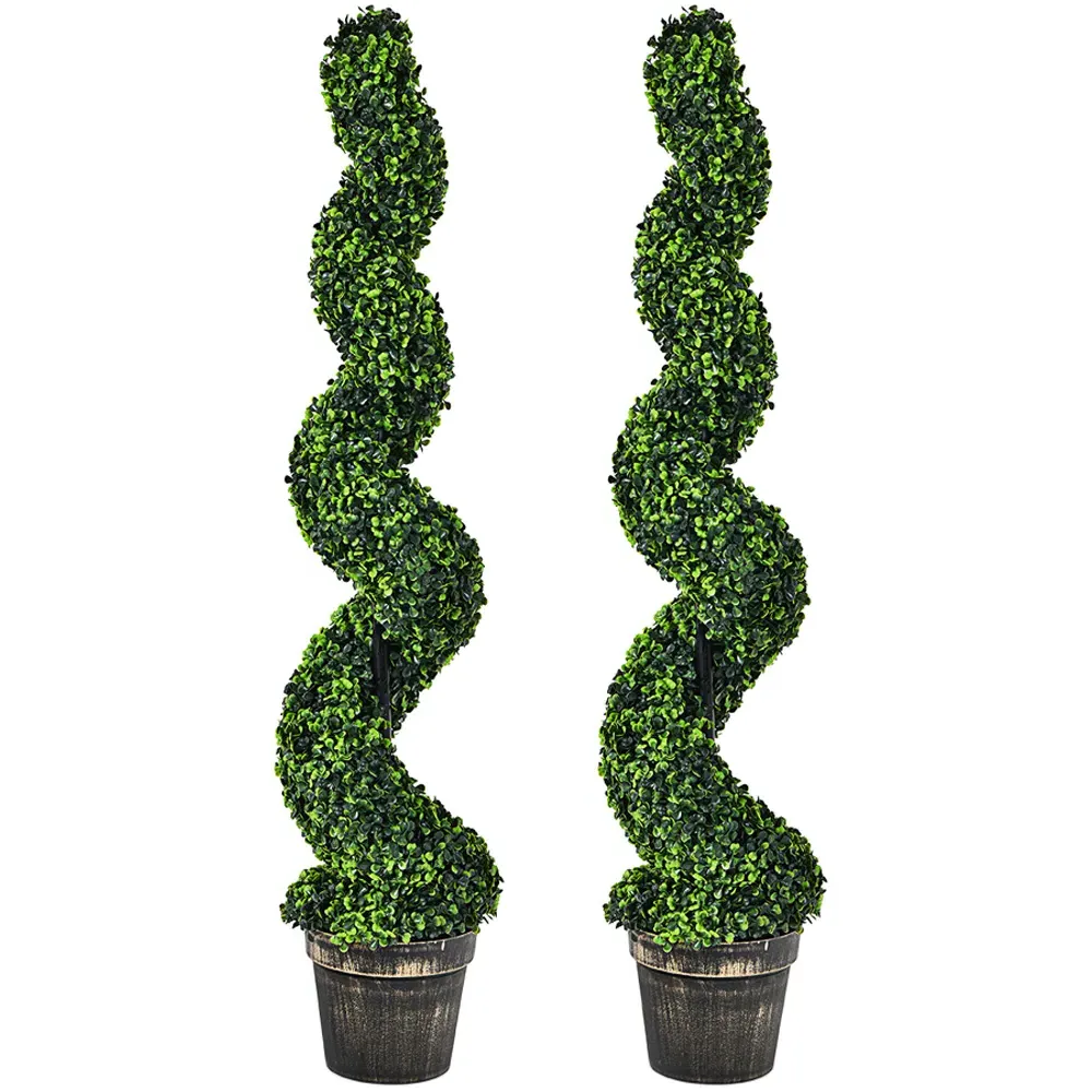 Artificial Spiral Topiary Tree 4ft 2 Pack - Multi