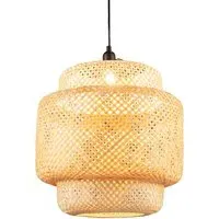 Bamboo Pendant Light with Lampshade - Multi