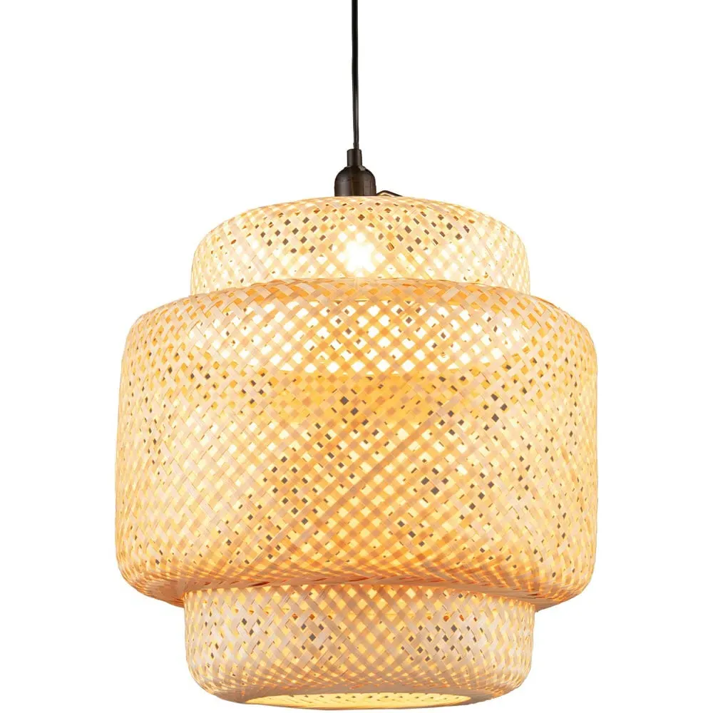 Bamboo Pendant Light with Lampshade - Multi image