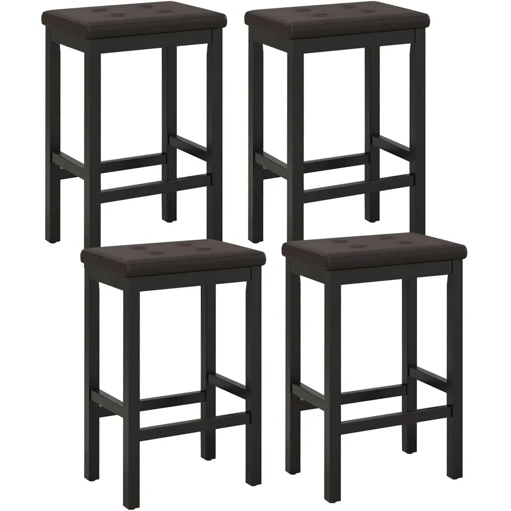 Bar Stool Set of 2 - Brown, Leather