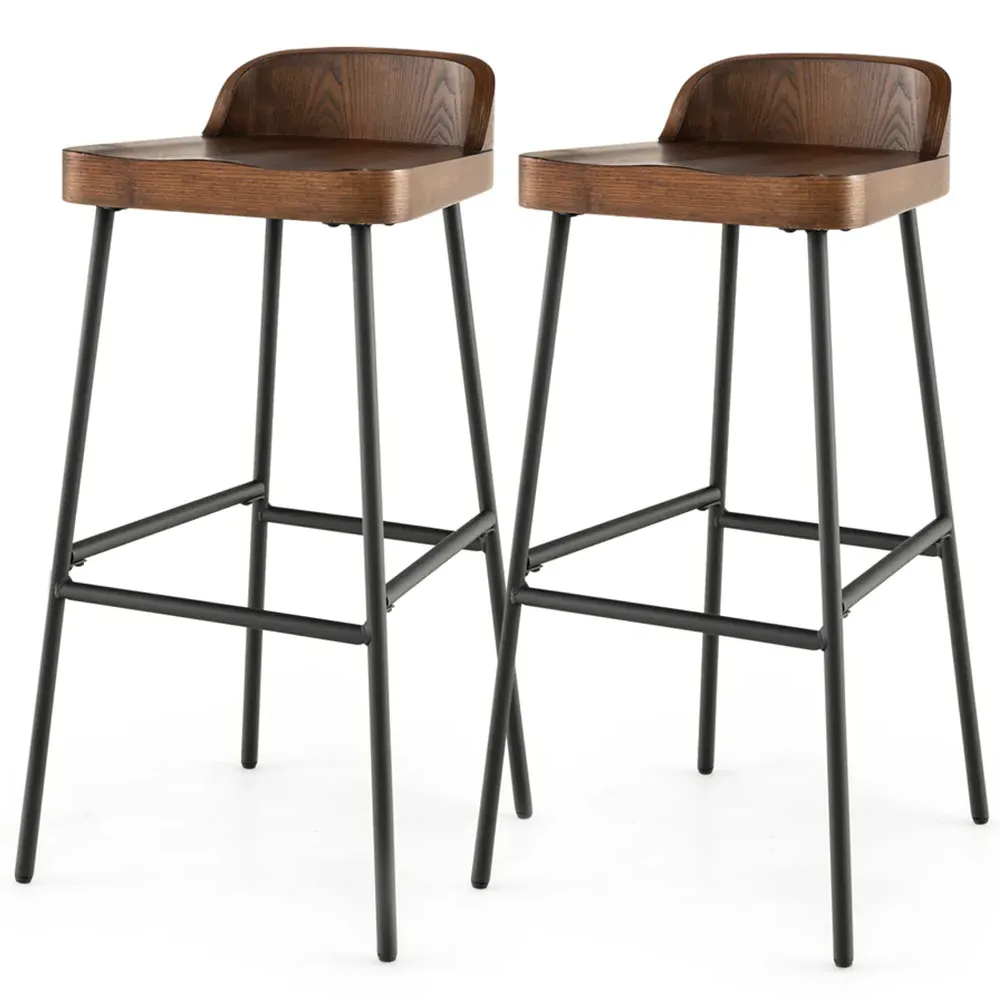 Bar Stool Set of 2 - Brown, Metal