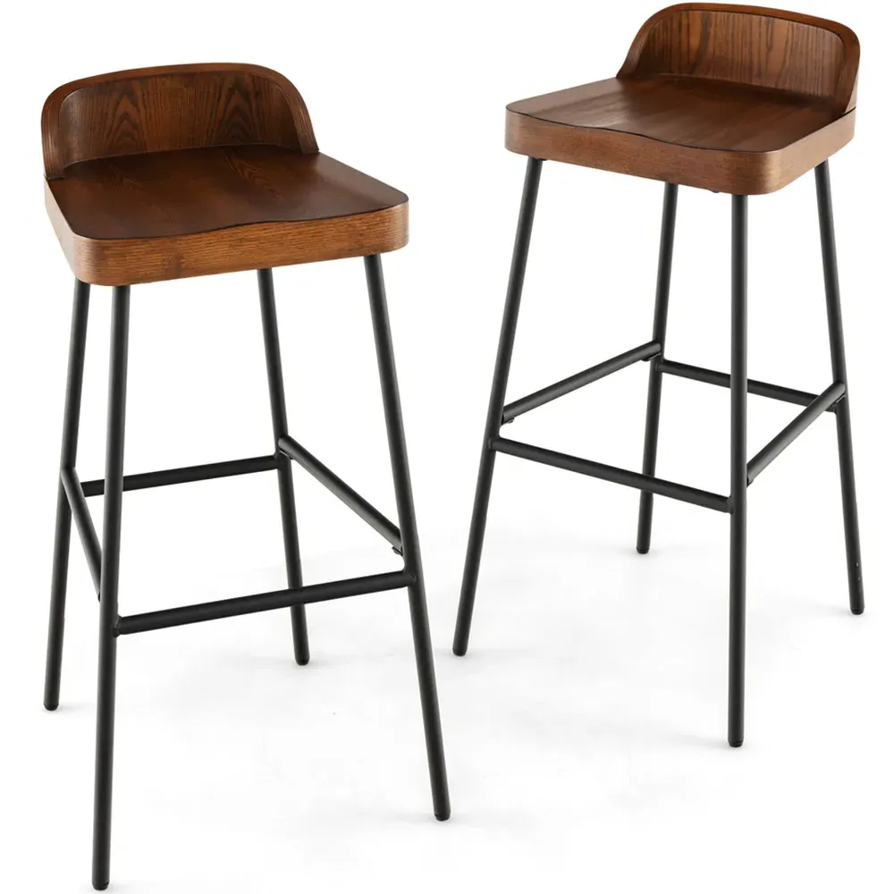 Bar Stool Set of 2 - Brown, Metal