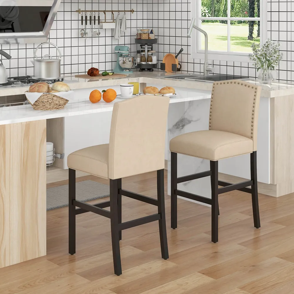 Bar Stool Set of 2 - Cream