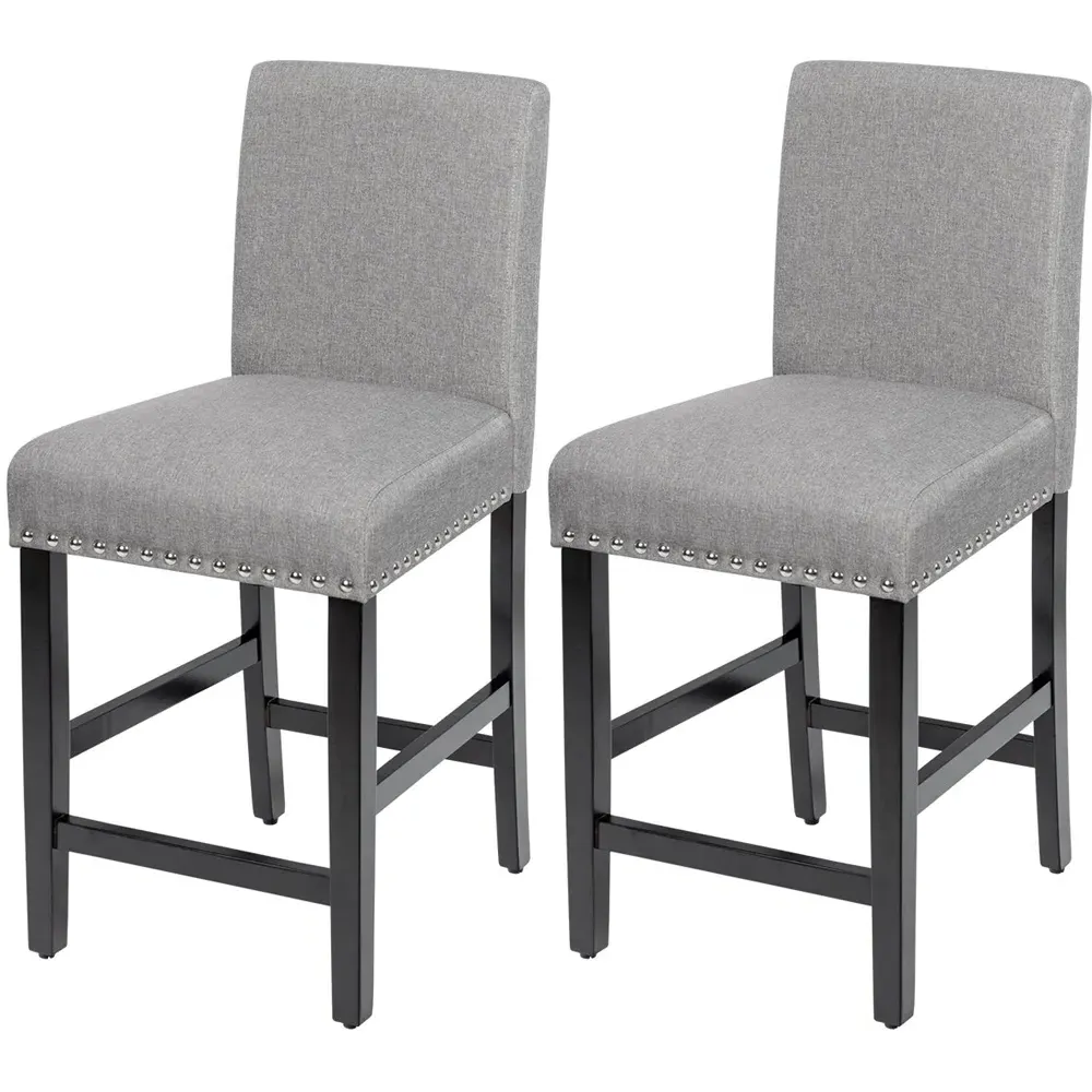 Bar Stool Set of 2 - Grey, Fabric
