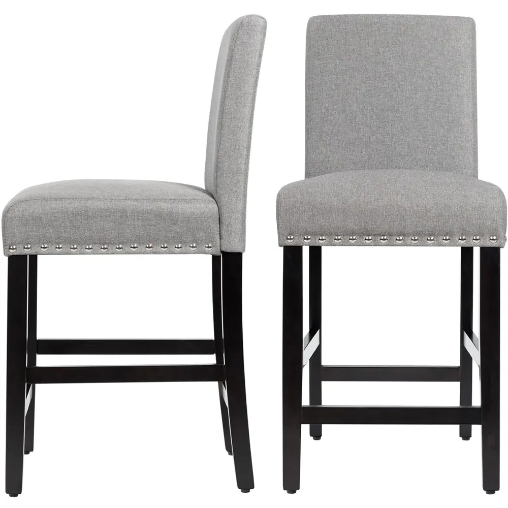 Bar Stool Set of 2 - Grey, Fabric