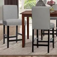 Bar Stool Set of 2 - Grey, Fabric