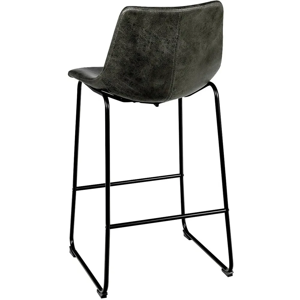 Bar Stool Set of 2 - Grey, Faux Suede