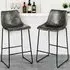 Bar Stool Set of 2 - Grey, Faux Suede
