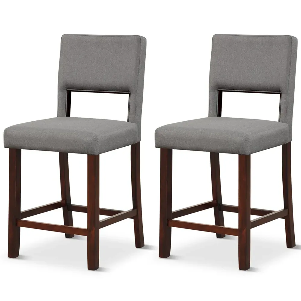 Bar Stool Set of 2 - Grey, Linen