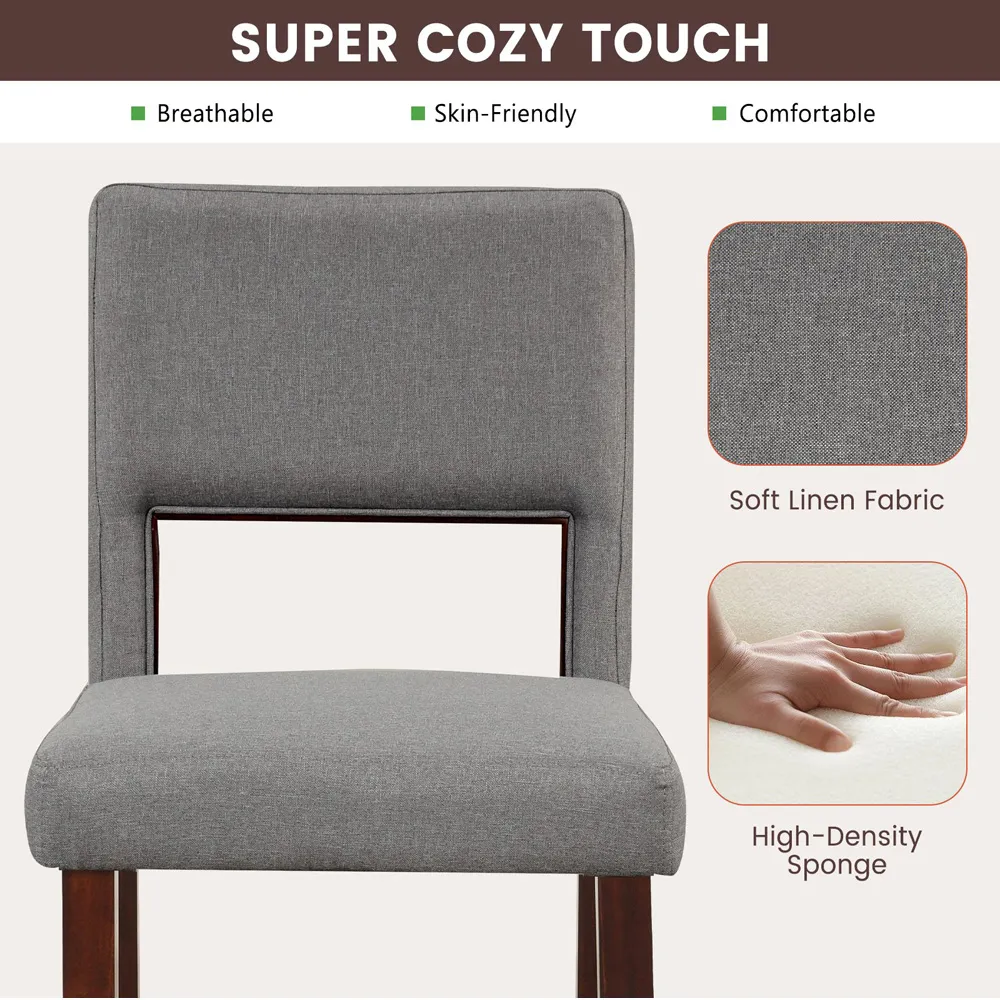 Bar Stool Set of 2 - Grey, Linen