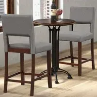 Bar Stool Set of 2 - Grey, Linen