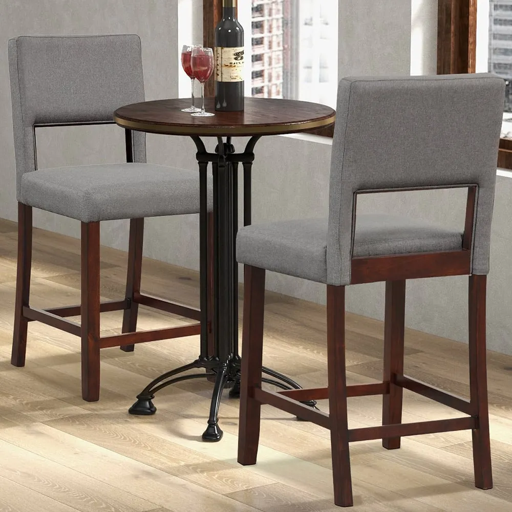 Bar Stool Set of 2 - Grey, Linen