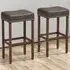 Bar Stool Set of 2 - Grey, PU Leather