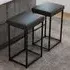Bar Stool Set of 2 - Grey, PU Leather