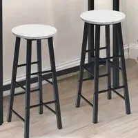 Bar Stool Set of 2 - White, Faux Marble