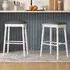 Bar Stool Set of 2 - White, Rubber Wood