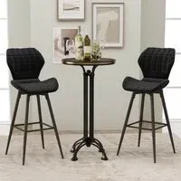 Bar Stool Set of 2 with Curved Backrest - Black