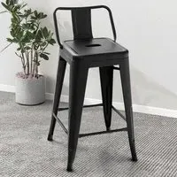 Black Metal Bar Stool with Removable Back Set of 4 - Black