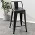 Black Metal Bar Stool with Removable Back Set of 4 - Black